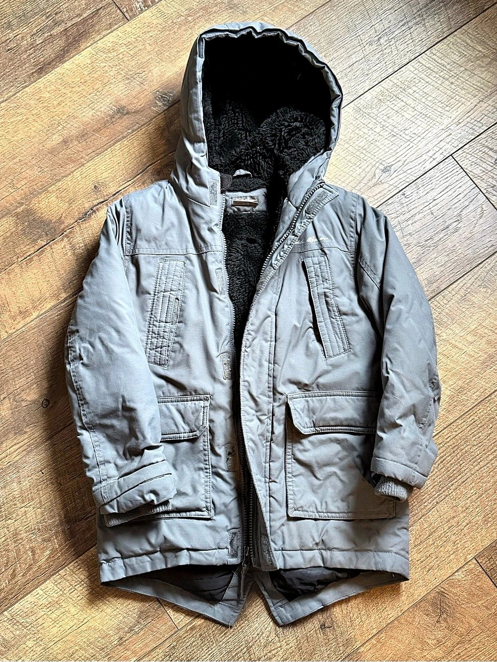 Eddie Bauer Kids Gray Hooded Puffer Jacket